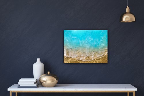 Teal Waves #36 Tropical Beach Painting by Ana Hefco