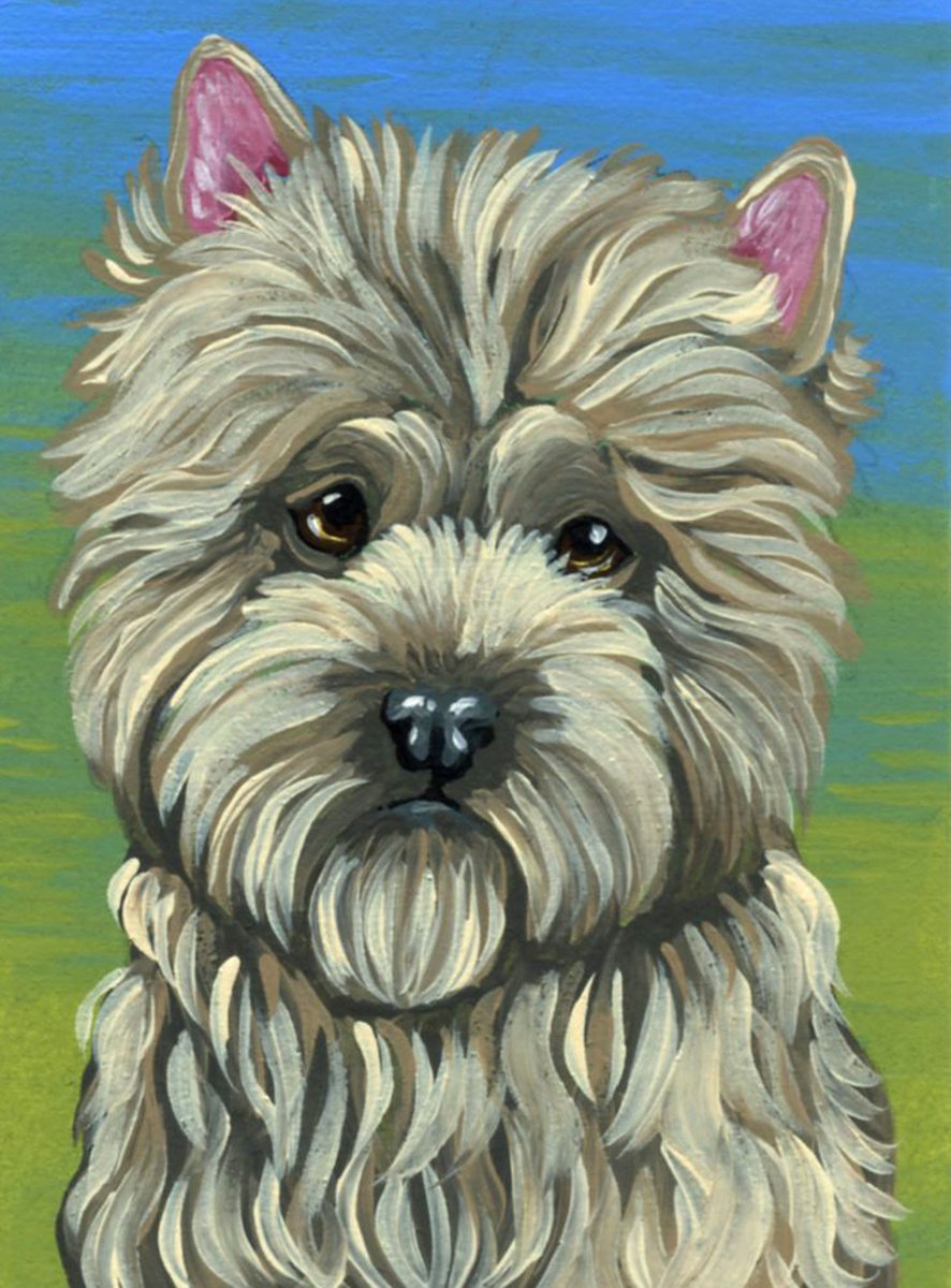 ACEO ATC Original Miniature Painting Wheaten Terrier Pet Dog Art-Carla Smale by carla smale