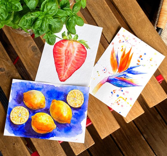 Yellow Lemons on Blue