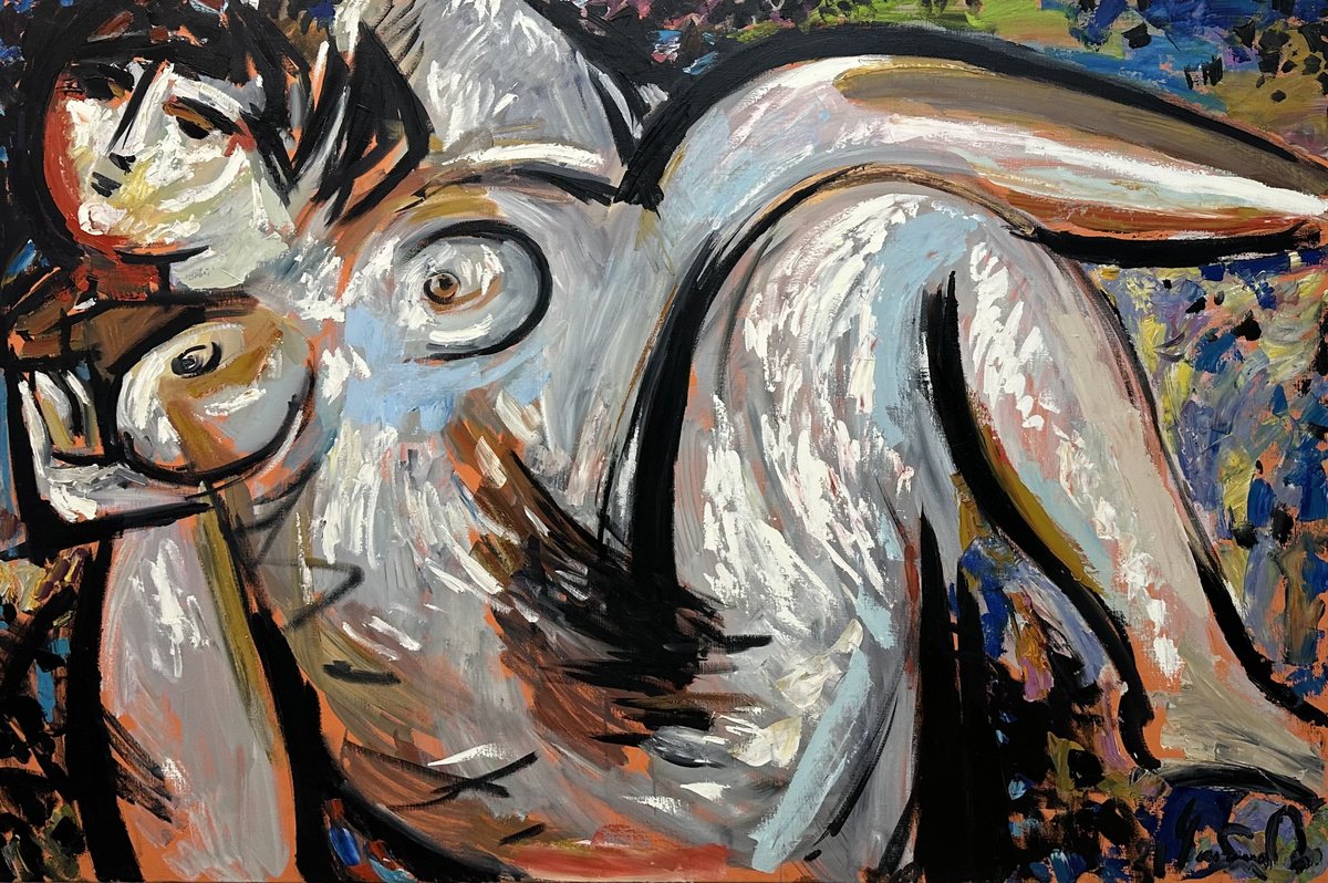 Impressionistic Landscape Oil Painting By Andrii Chebotaru, 71 X 47, Rest, Original Artwork