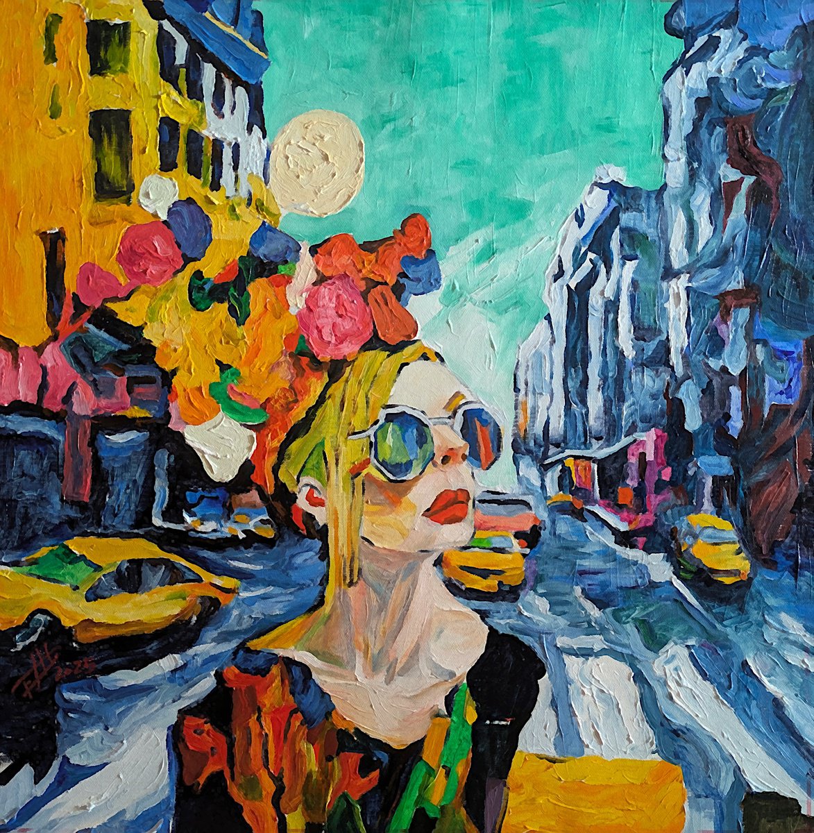 Expressive Oil Painting , Crosstown Traffic By Felix Rubio, 20 X 20, Artwork For Sale On Artfinder