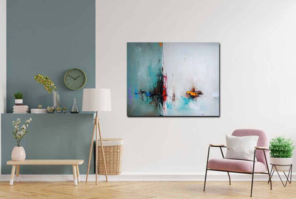 Abstract Landscape Oil Painting By Stanislav Lazarov, 39 X 31", Endless Horizons, Original Artwork