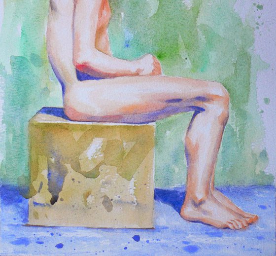 watercolor painting  nude boy  #17512