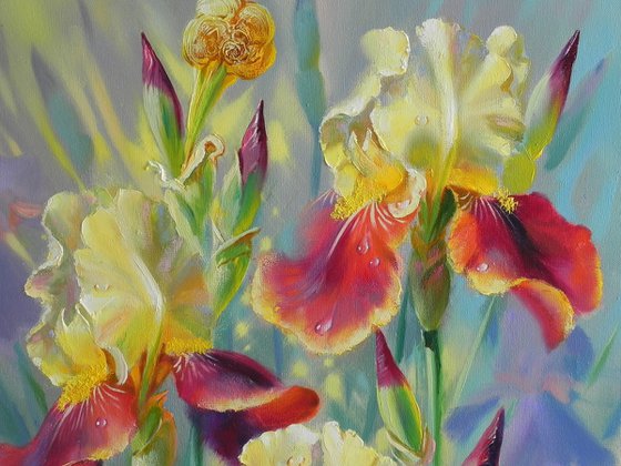 "Irises" Original painting Oil on canvas Home decor