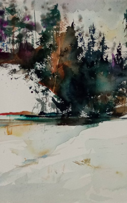 Winter countryside landscape #2 by Irina Bibik-Chkolian