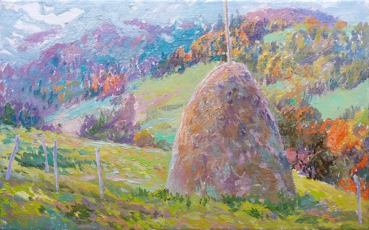 Impressionistic Landscape Oil Painting By Svitlana Koval, 16 X 10", Gentle Autumn. Carpathians., Original Artwork