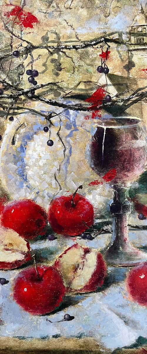 Red Apple Autumn Still life by Yulia Odukalets
