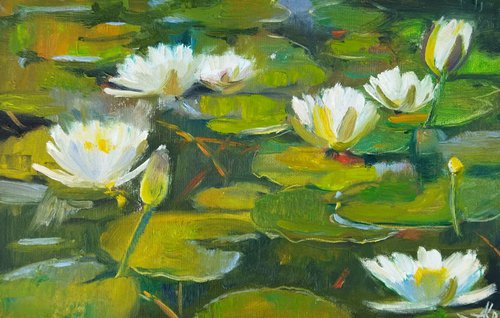 Pond with water Lilies by Ann Krasikova