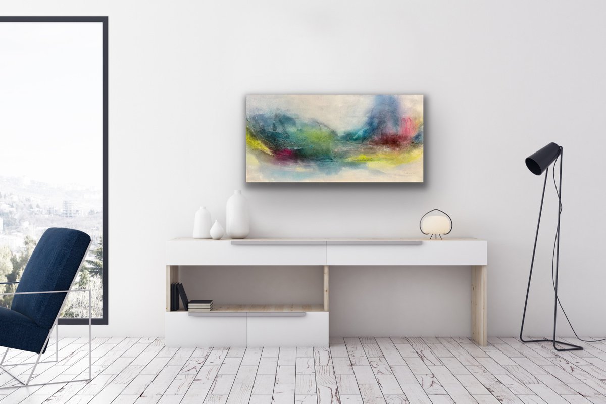 Abstract Acrylic Painting By Kirsten Schankweiler, 39 X 20", Life Is Better At The Beach Viii, Original Artwork