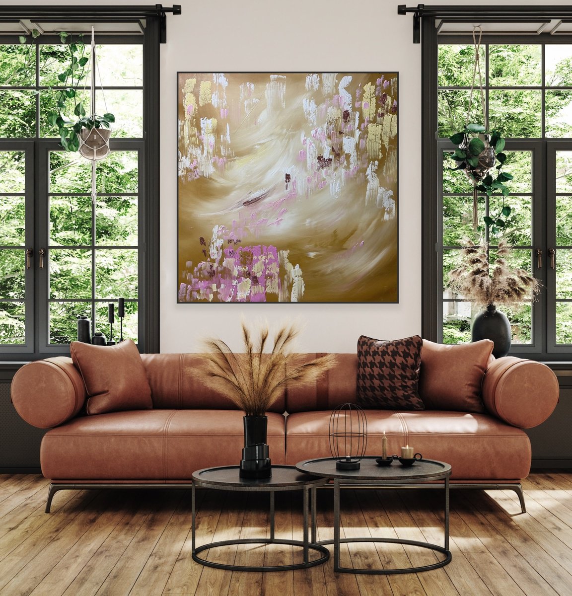 Organic Abstract Acrylic Painting By Alanah Jarvis, 51 X 55, Coastal Weathered Walks, Original Artwork