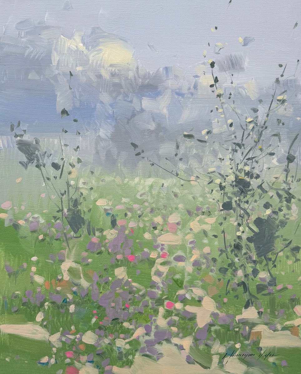 Impressionistic Landscape Oil Painting By Vahe Yeremyan, 16 X 20", Summer View, Original Artwork