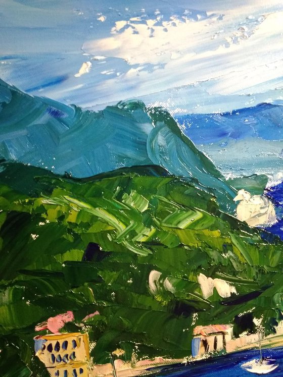 Portofino Italy Original oil painting on stretched canvas Italian Riviera Coastal Landscape