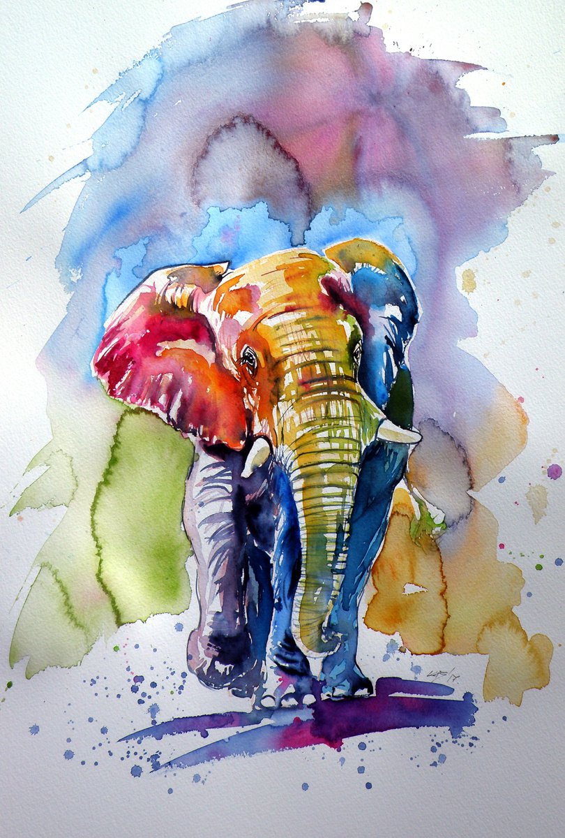 Colorful elephant /56 x 38 cm/ by Kovcs Anna Brigitta