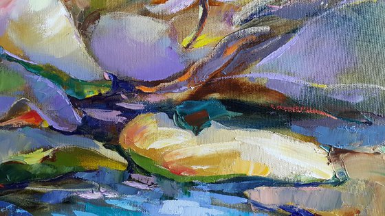 Waterlilies Pond - large Original oil Painting on Canvas