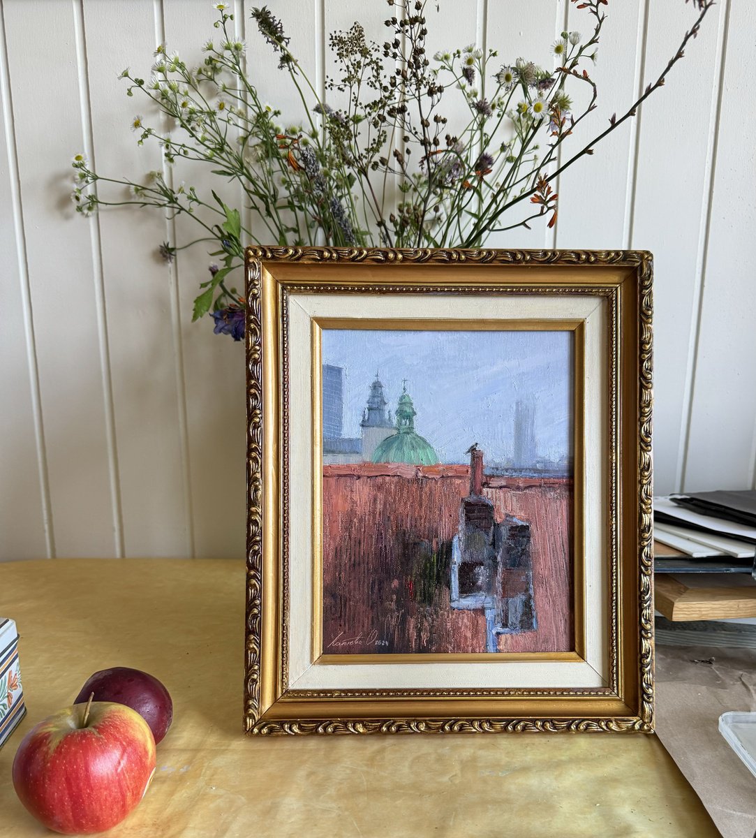 Impressionistic Cityscapes Oil Painting By Olha Laptieva, 8 X 10", On The Roof Of Paris, Original Artwork