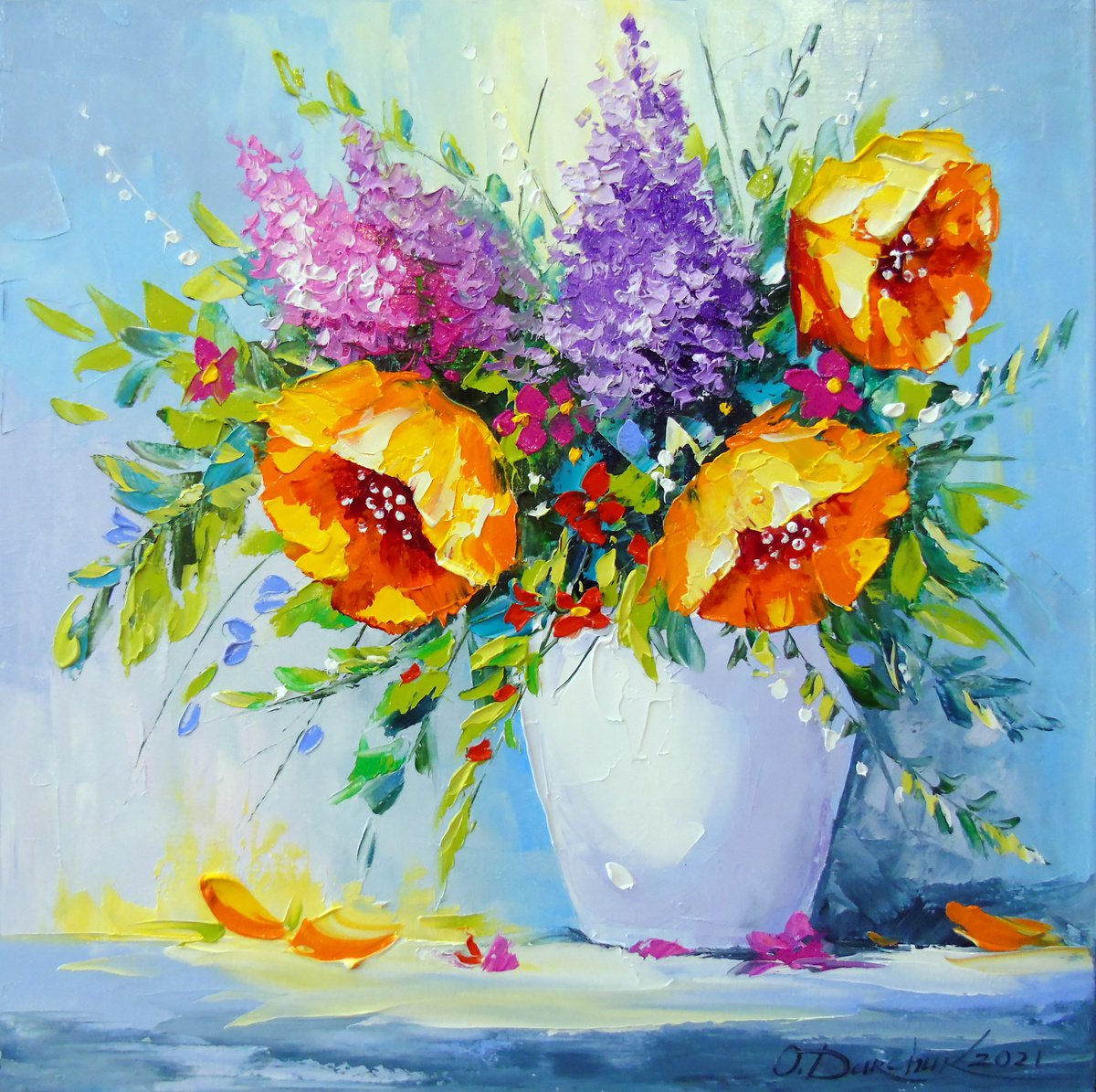 Bouquet of yellow flowers in a vase by Olha Darchuk