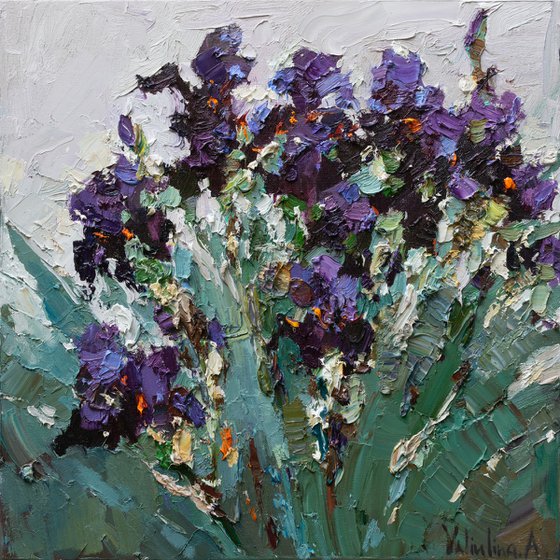 Irises - Original  impasto oil painting