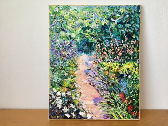 Blooming garden path