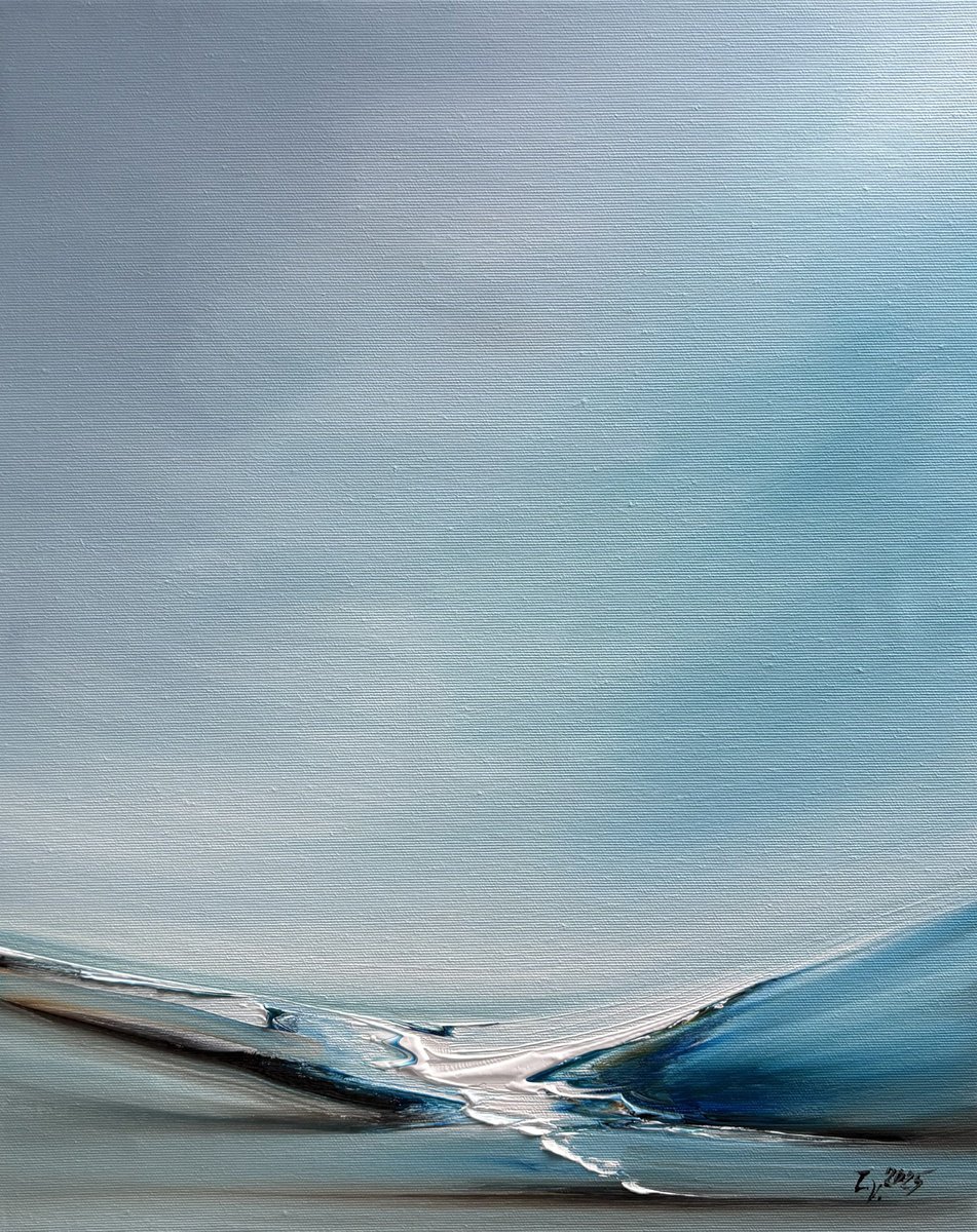 Abstract Landscape Acrylic Painting By Timea Valsami, 16 X 20", Winter Contrasts, Original Artwork