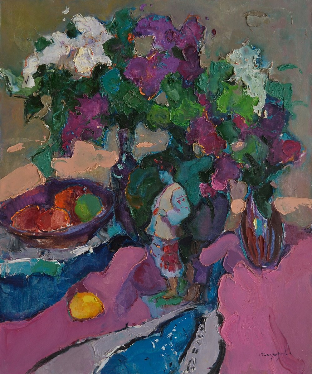 Impressionistic Botanical Oil Painting By Alexander Shandor, 28 X 31, Odarka, Original Artwork