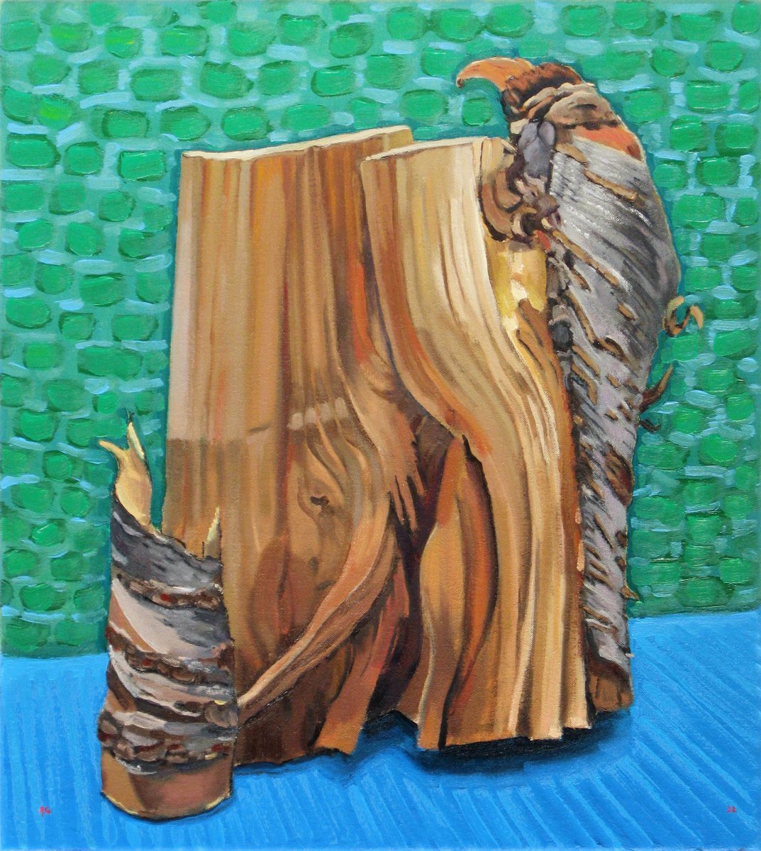 Still Life Oil Painting By Richard Gibson, 16 X 18", Timber Study (2), Original Artwork