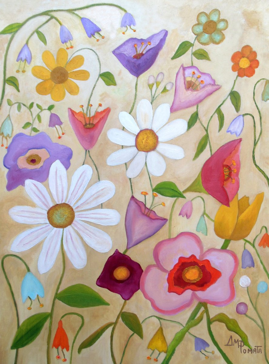 Impressionistic Botanical Oil Painting By Angeles M. Pomata, 12 X 16, Timber Blossoms, Original Artwork