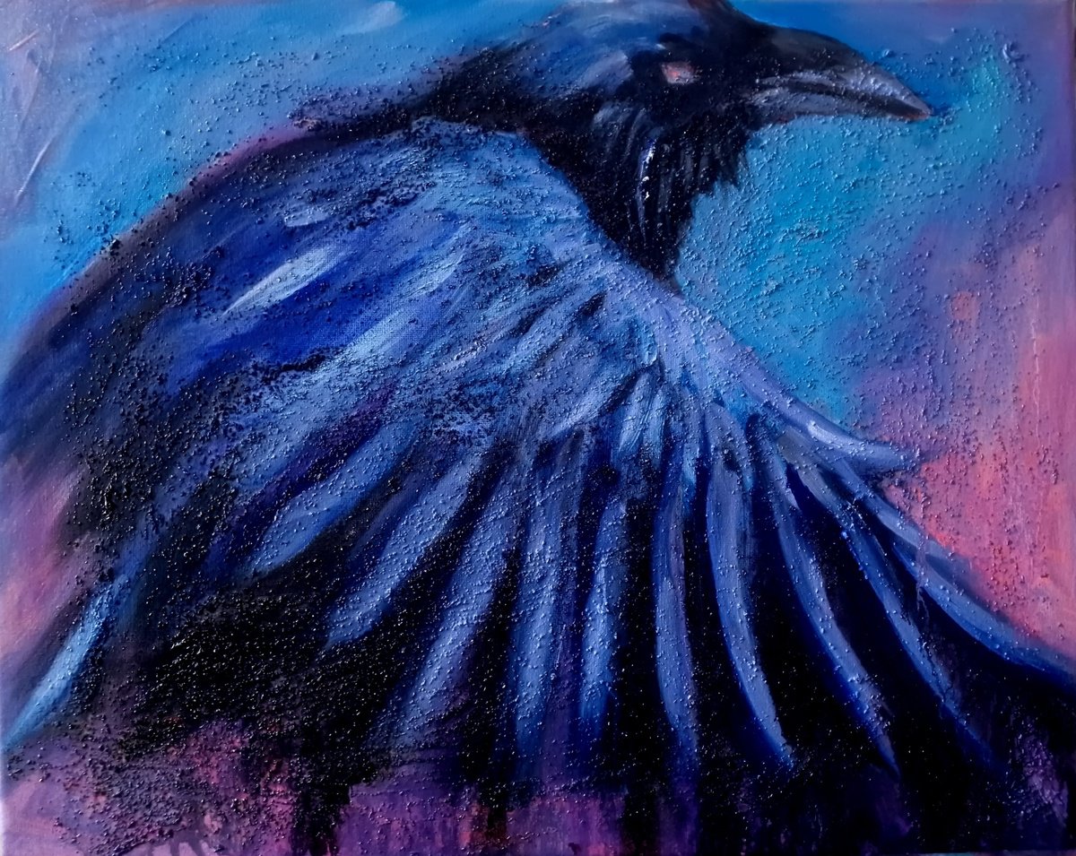 Expressive Animal Oil Painting By Leezee Lee ( Georgiana L. Nicolae), 20 X 16", Mid-Flight, Original Artwork