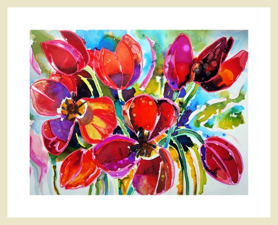 Tulips (in ink)
