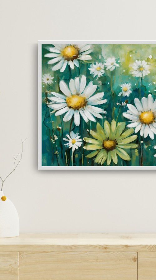 Abstract daisies by Rimma Savina