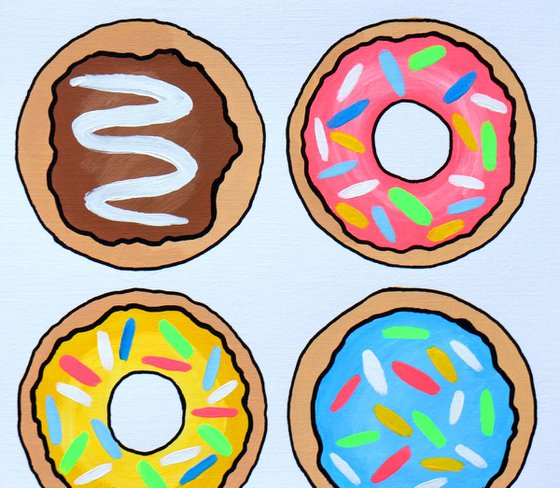 Donuts 3 Pop Art Painting On A4 Paper
