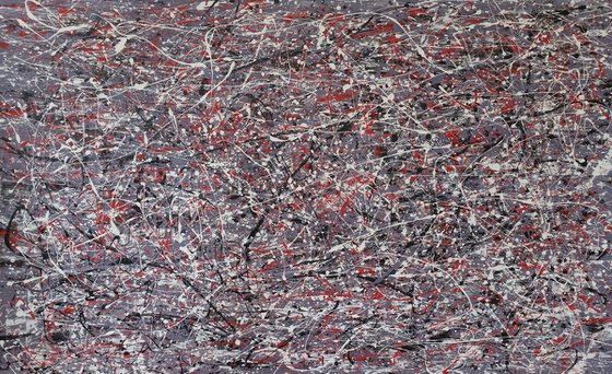 ABSTRACT  JACKSON POLLOCK STYLE ACRYLIC PAINTING ON CANVAS BY M. Y.