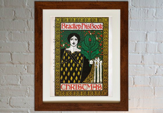 Bradley His Book - Christmas - Collage Art Print on Large Real English Dictionary Vintage Book Page