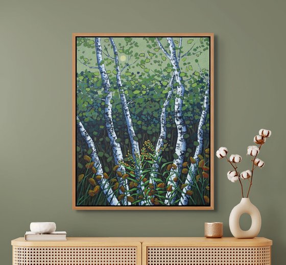 Birches with Goldenrod