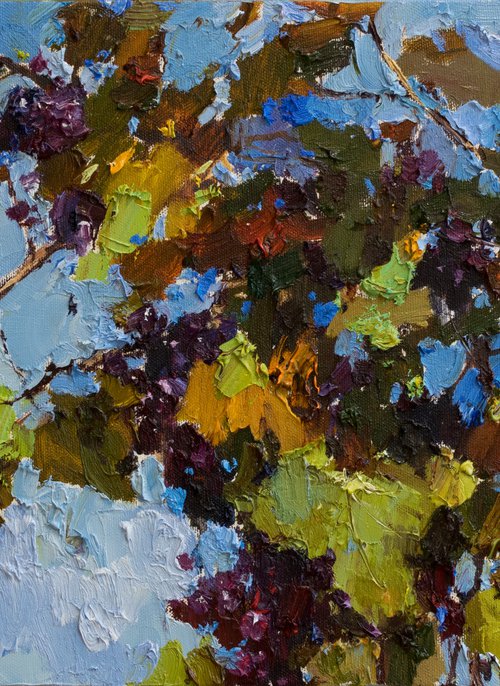 Autumn grapes - Oil painting by Anastasiia Valiulina