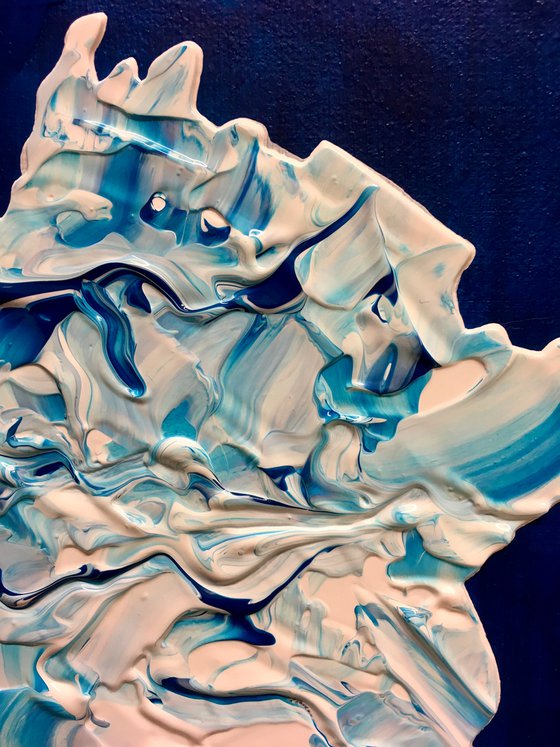 Queen #84 on green in blue   Marble pattern inspired by Queen Elizabeth II