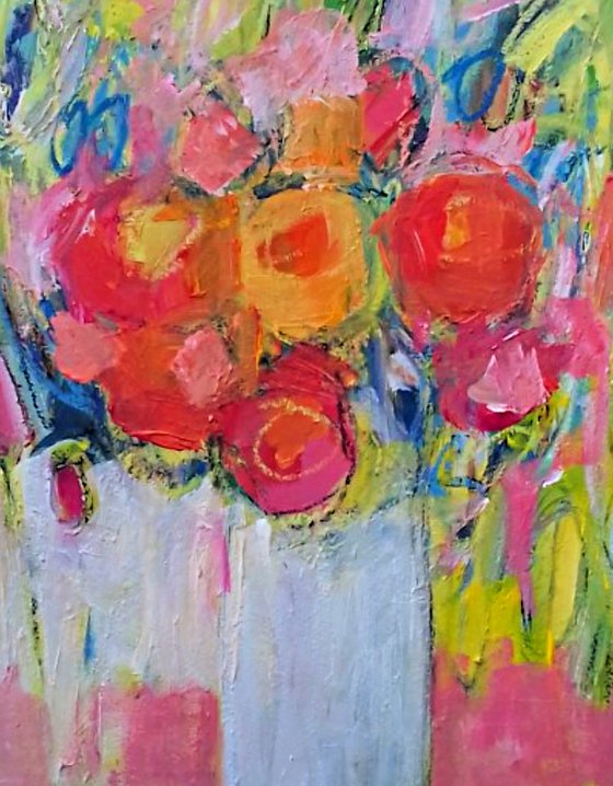 Summer Bouquet in a White Vase