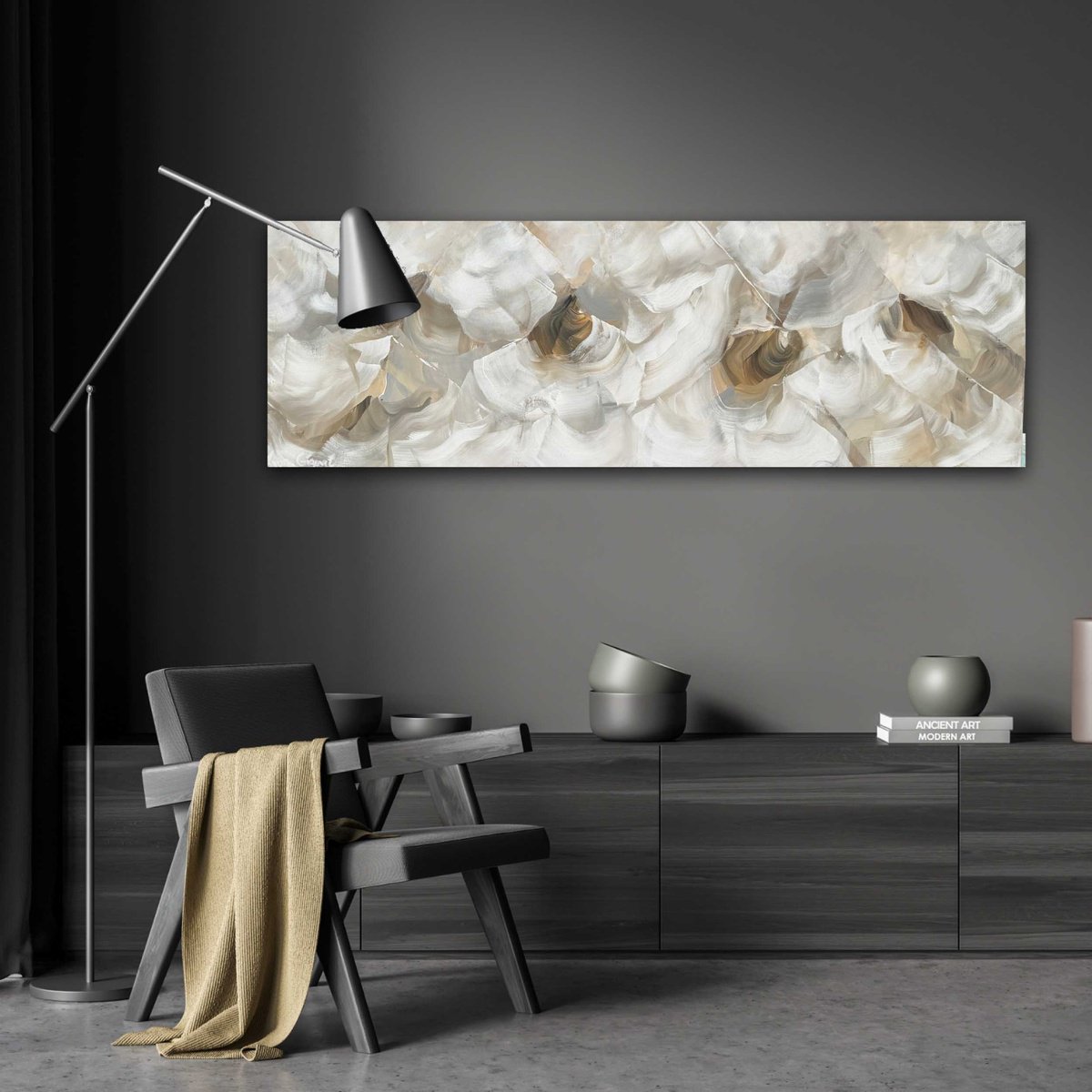 Abstract Botanical Acrylic Painting By Ivana Gigovic, 47 X 16, Feels Like Spring No 101, Original Artwork