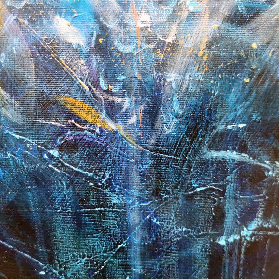 Large XXL enigmatic metaphysical blue abstract angel composition by master KLOSKA