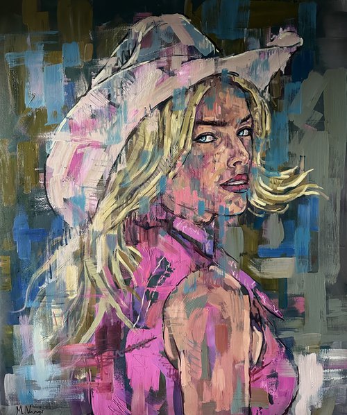 Barbie oil painting (rolled in a tube) by Emmanouil Nanouris