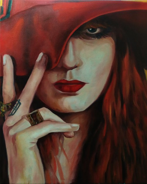 Portrait of Florence Welch "Fuoco" by Veronica Ciccarese