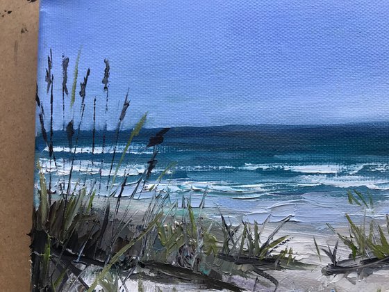 Seascape Original Oil Painting Sand beach 16x23 cm