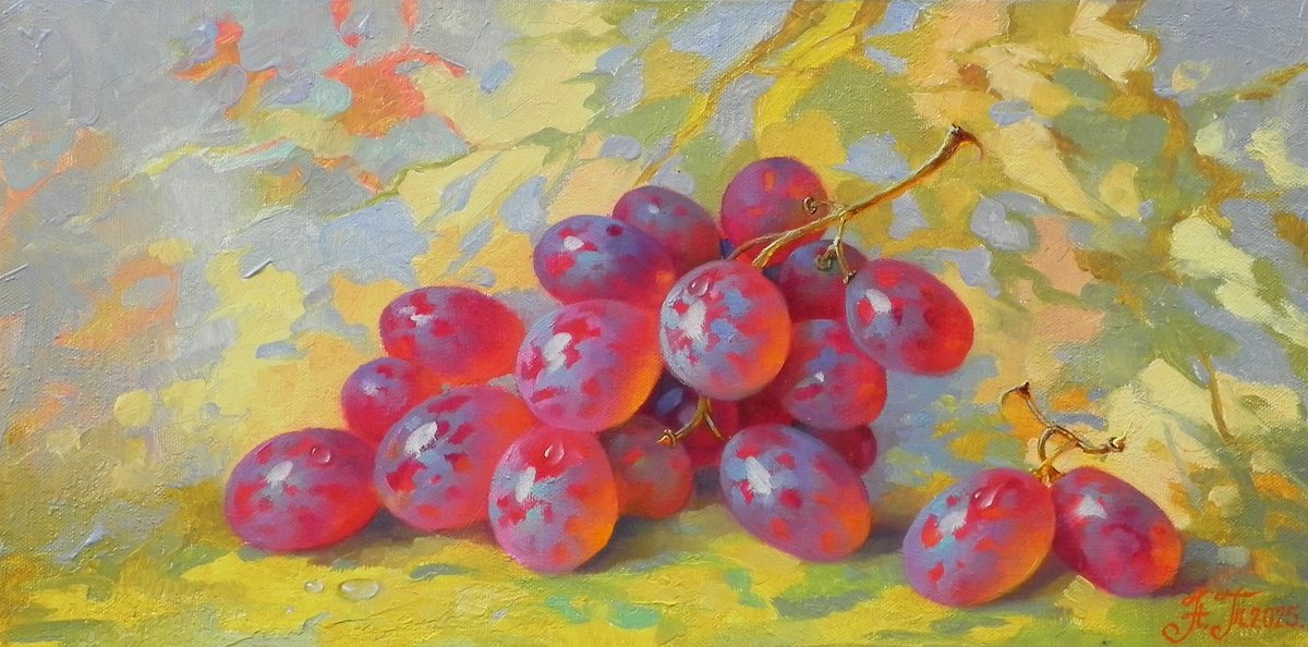 Impressionistic Still Life Oil Painting By Tetiana Novikova, 16 X 8", "Sunny Day", Original Artwork
