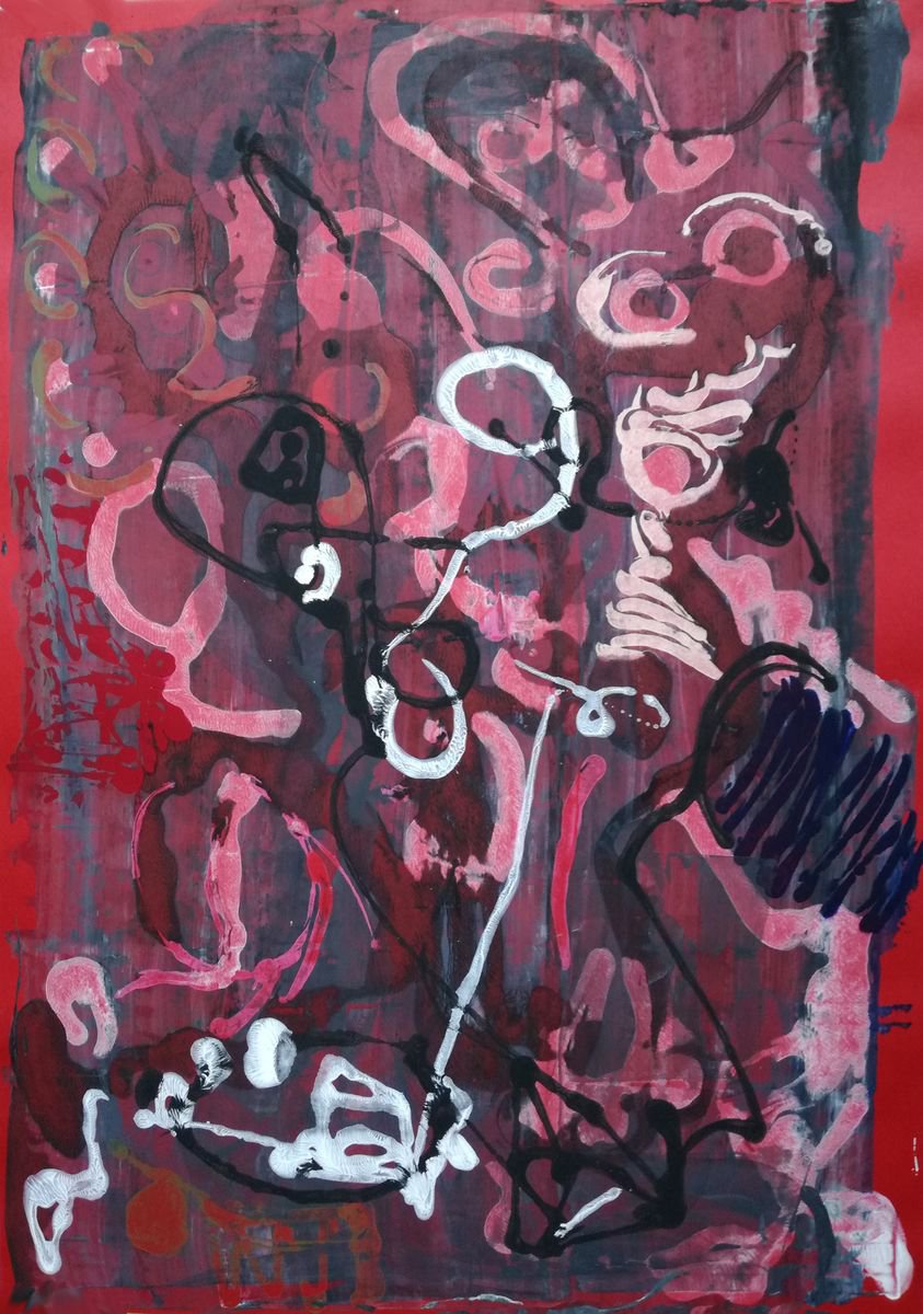 Surrealistic Animal Acrylic Painting By Stefano Mazzolini, 28 X 39", Qgredfar, Original Artwork