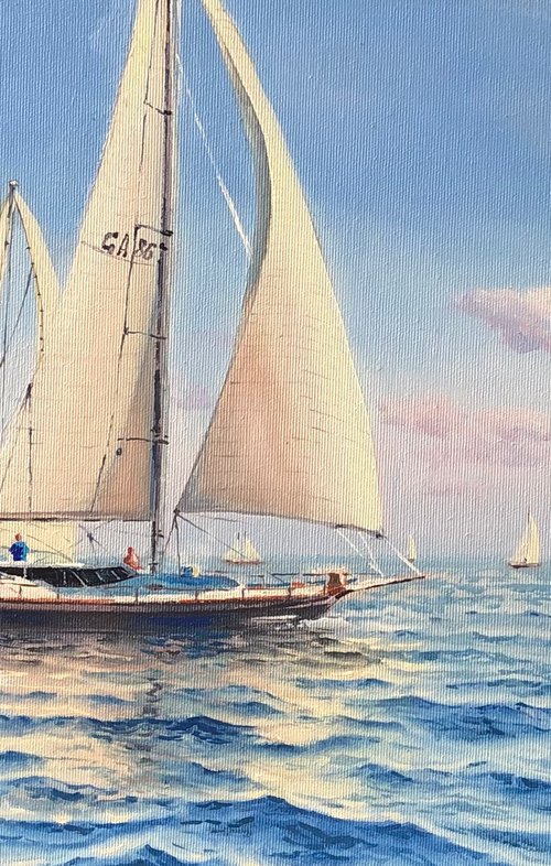 Seascape with Sailboats 32 by Garry Arzumanyan