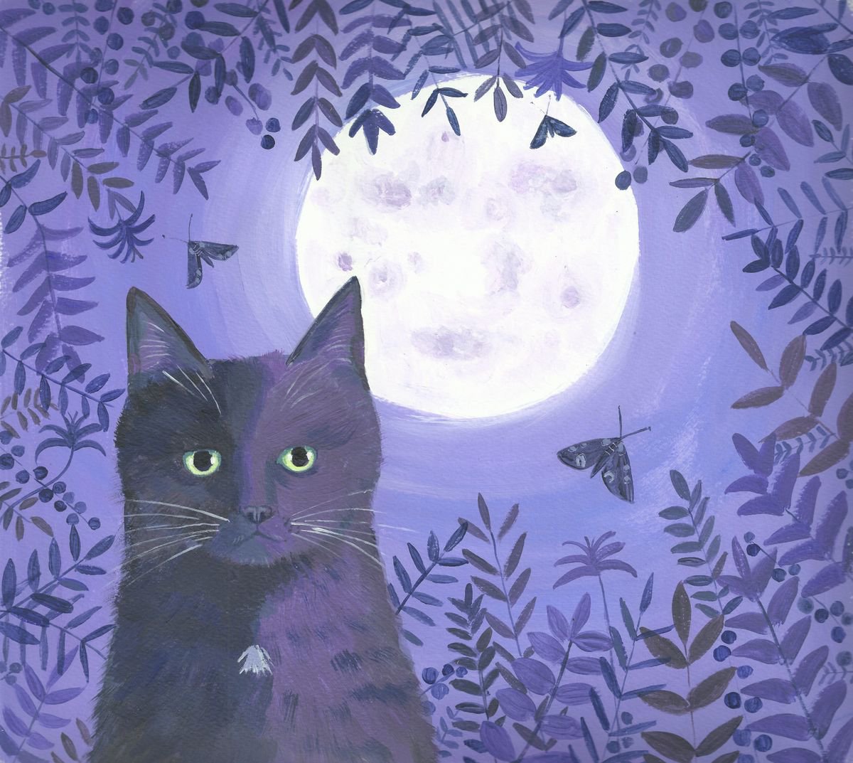 Night out cat painting by Mary Stubberfield