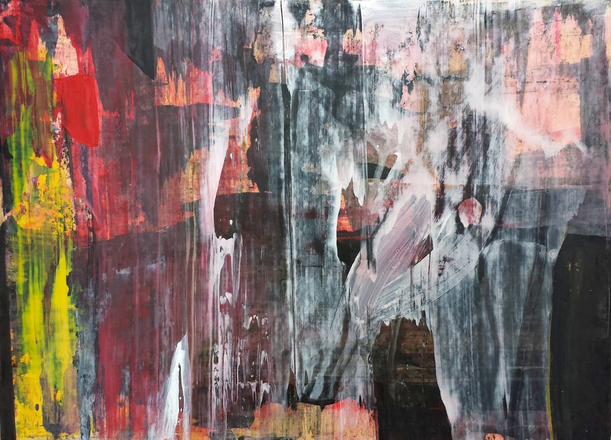 Expressive Abstract Acrylic Painting By Florina Breazu, 22 X 17, Angel, Original Artwork