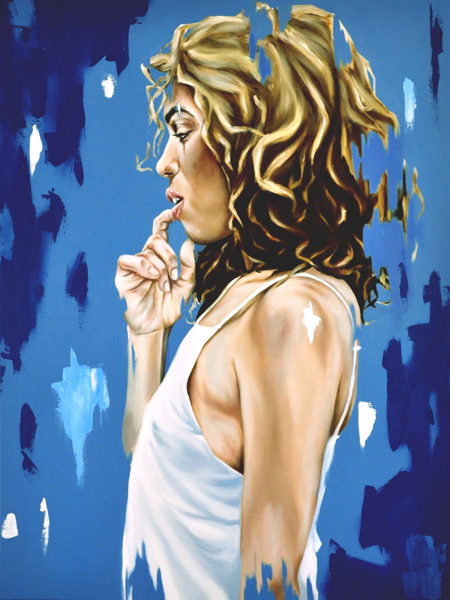 Urban And Pop Portrait Oil Painting By Mullo Art, 30 X 39", Turning Point, Original Artwork