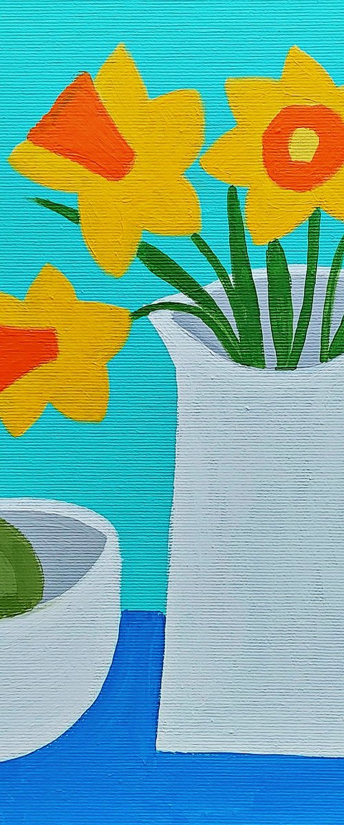 Daffodils in a White Jug by Jan Rippingham