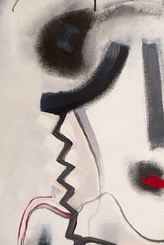 Pinguin Knight and Princess -Large Abstract Painting
