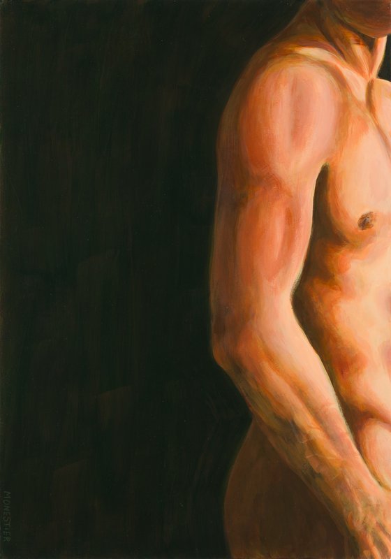 Body and arm profile male nude